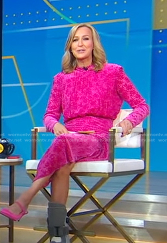 Lara’s pink floral burnout dress on Good Morning America