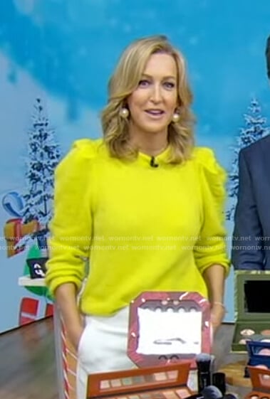 Lara’s yellow puff sleeve sweater on Good Morning America