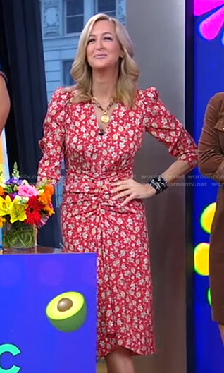 Lara’s red floral ruched dress on Good Morning America