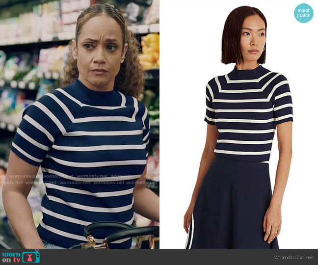 LAUREN Ralph Lauren Striped Short Sleeve Sweater worn by Billie (Tammy Townsend) on Queen Sugar