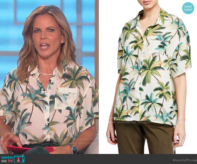 Le Superbe Tropicana Print Blouse worn by Natalie Morales on The Talk