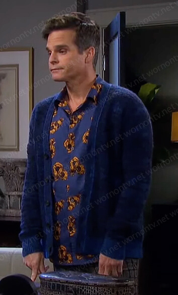 Leo’s blue floral shirt and cardigan on Days of our Lives