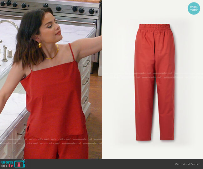 Leset Eve Pants in Brick worn by Selena Gomez on Selena + Chef