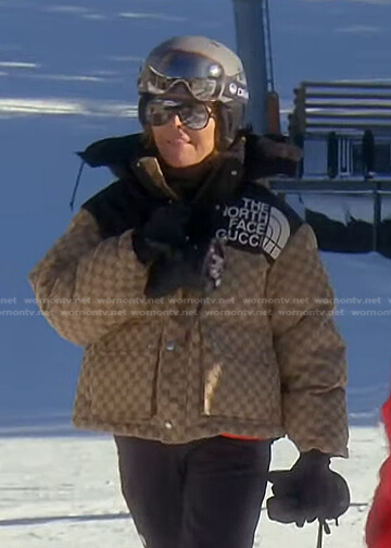 Lisa's beige The North Face Gucci puffer jacket on The Real Housewives of Beverly Hills