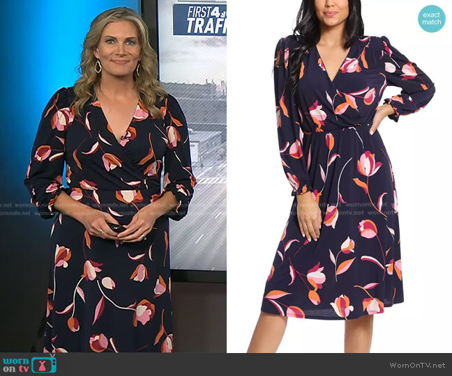 London Times Smocked Floral Sheath Dress worn by Emily West on Today