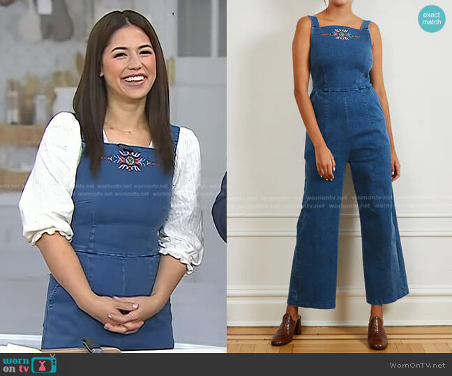 Loup Embroidered Brenda Jumpsuit worn by Molly Yeh on Today