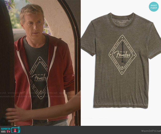 Lucky Brand Fender Diamond Tee worn by Johnny Lawrence (William Zabka) on Cobra Kai