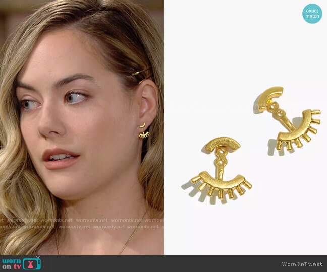 Madewell Front-Back Succulent Earrings worn by Hope Logan (Annika Noelle) on The Bold and the Beautiful