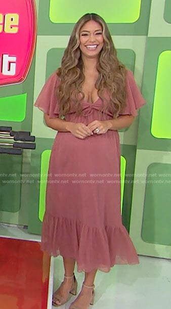 Manuela’s pink midi maternity dress on The Price is Right