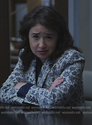 Marissa’s white floral print blazer on The Good Fight