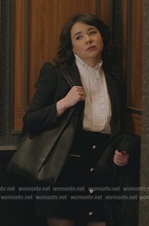 Marissa’s white pleated front top on The Good Fight