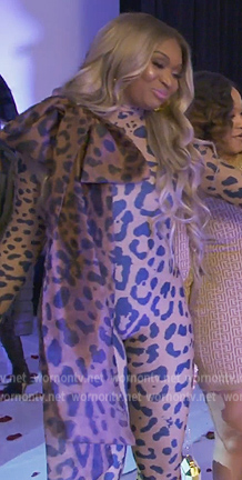 Marlo's leopard print mesh catsuit on The Real Housewives of Atlanta