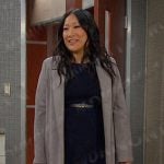 Melinda’s navy belted dress on Days of our Lives