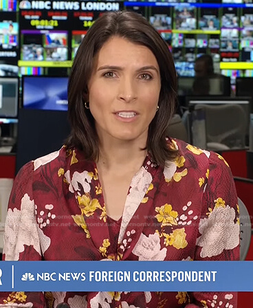 Molly Hunter's red floral tie neck blouse on Today