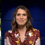 Molly Hunter’s red floral tie neck blouse on Today