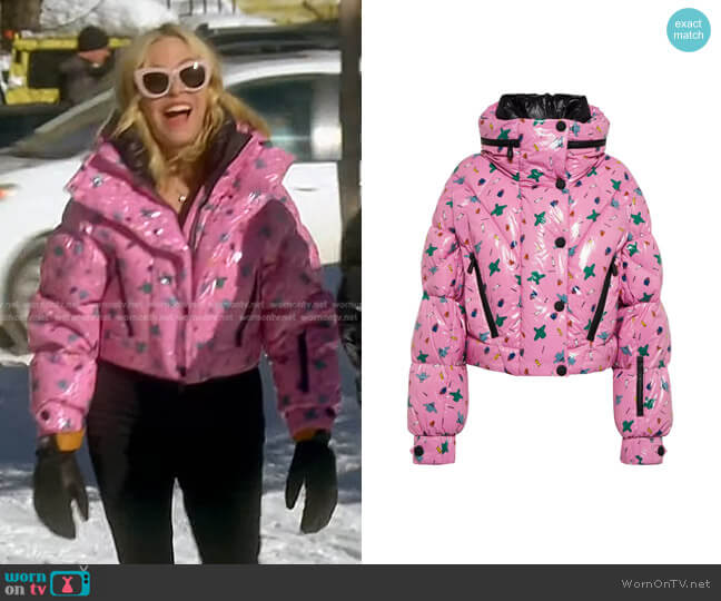Moncler Genius Plumel Graphic-Print Puffer Jacket worn by Sutton Stracke on The Real Housewives of Beverly Hills