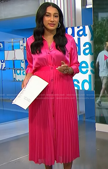 Morgan's pink pleated skirt on NBC News Daily