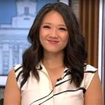 Nancy Chen’s wavy stripe pleated dress on CBS Mornings
