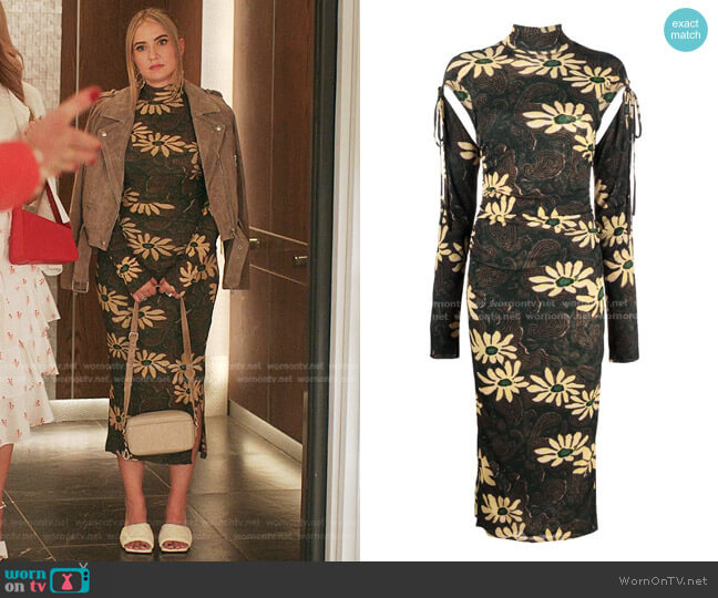 Nanushka Cut-Out Fitted Midi Dress worn by Amanda Carrington (Eliza Bennett) on Dynasty