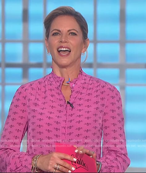 Natalie's pink printed blouse on The Talk