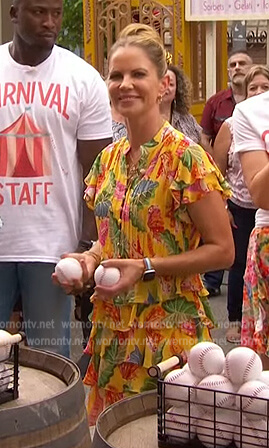 Natalie’s yellow floral ruffle dress on The Talk