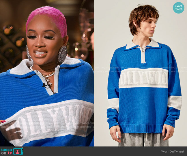 Neoity Heavy Hollywood Collared Knit Sweater worn by Saweetie on Hart to Heart