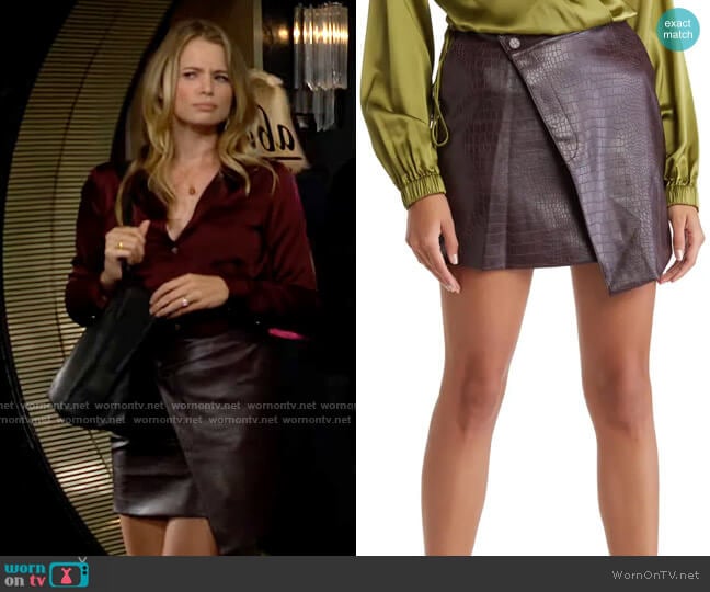 Nicholas Gabriella Skirt in Sangria worn by Summer Newman (Allison Lanier) on The Young and the Restless