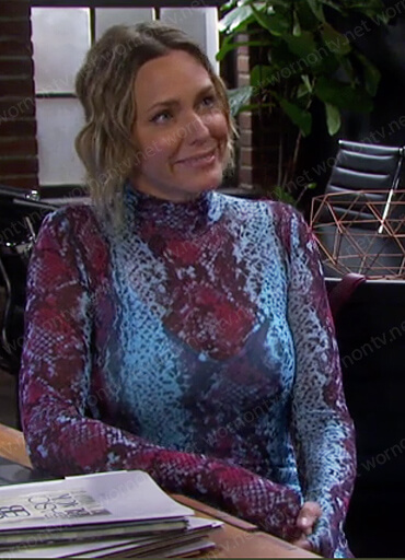 Nicole’s snakeskin print mesh dress on Days of our Lives