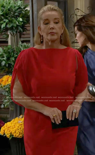 Nikki's red draped sleeve gown on The Young and the Restless