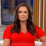 Nikki Battiste’s red v-neck dress on CBS Mornings