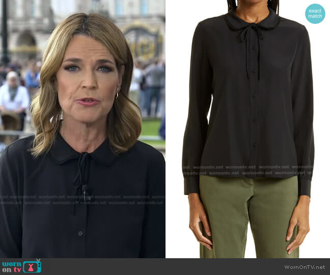 Nili Lotan Monet Tie Neck Silk Blouse worn by Savannah Guthrie on Today