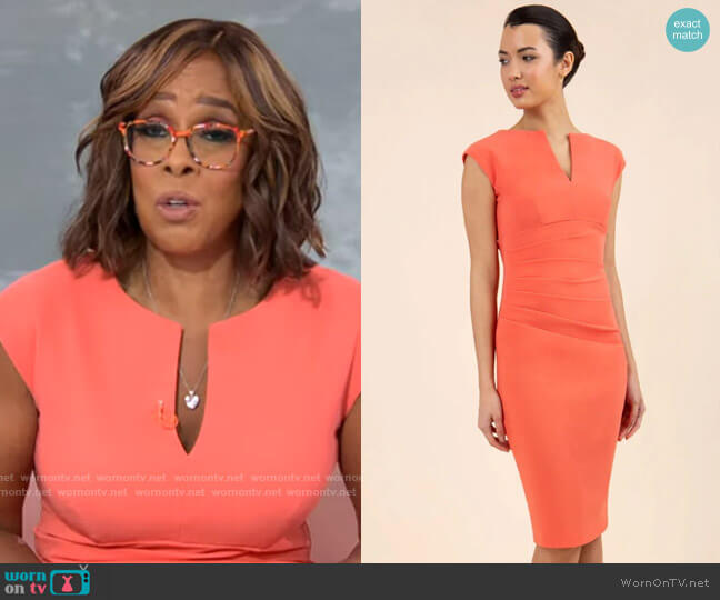 WornOnTV: Gayle King’s coral split-neck dress on CBS Mornings | Gayle ...