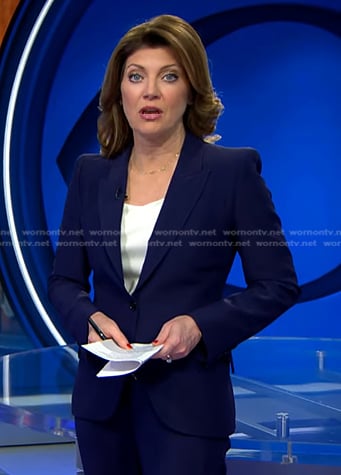 Norah’s navy blazer on CBS Evening News