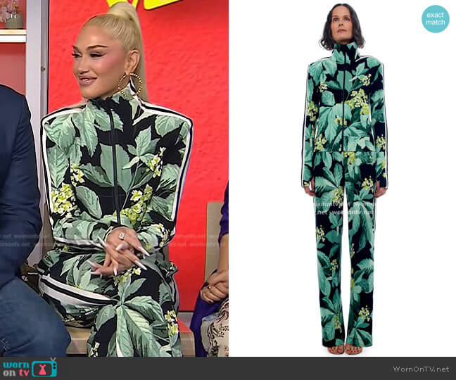 Norma Kamali Side Stripe Turtle Jacket and Sweatpant worn by Gwen Stefani on Today