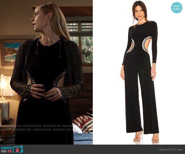 Isobel’s black studded cutout jumpsuit on Roswell New Mexico