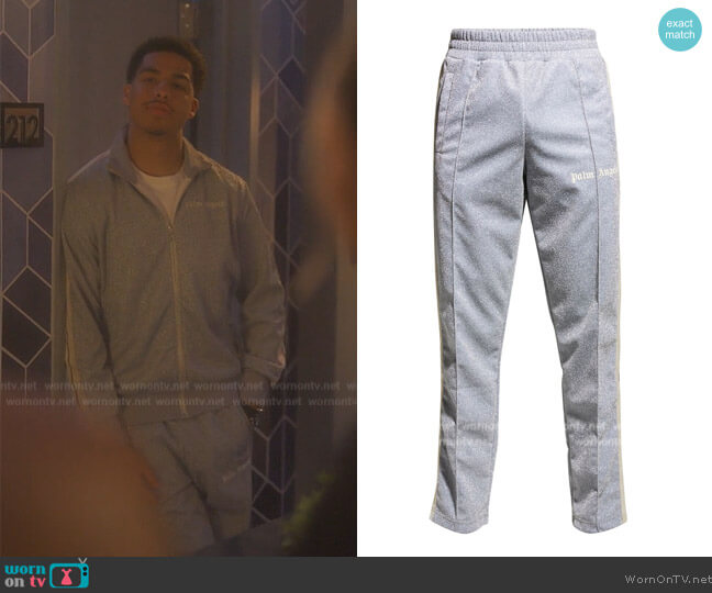 Palm Angels Metallic Side-Stripe Track Pants worn by Andre Johnson, Jr. (Marcus Scribner) on Grown-ish