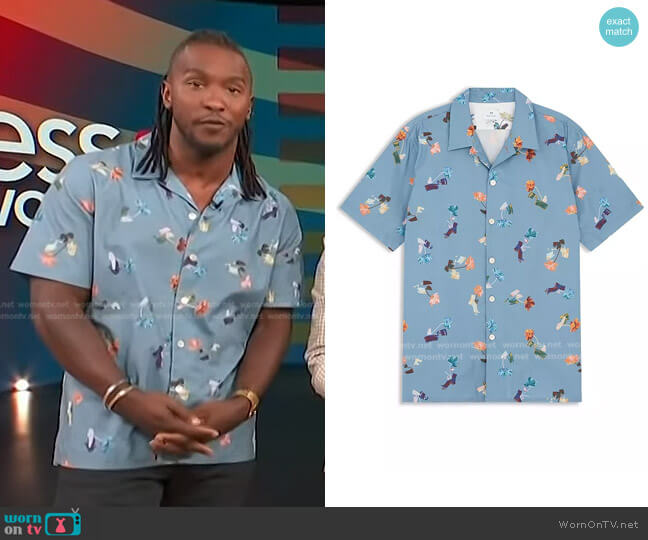 Paul Smith Printed Camp Shirt worn by Scott Evans on Access Hollywood