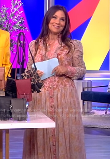 Gretta Monahan’s pink floral print dress on The View