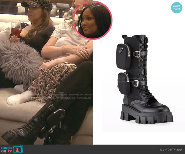 Prada Monolith Mini Bag Knee High Boot worn by Garcelle Beauvais on The Real Housewives of Beverly Hills