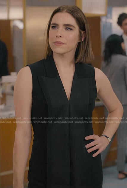 Rachel’s black sleeveless dress on Partner Track