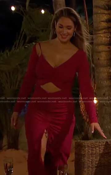 Rachel's magenta cutout dress on The Bachelorette