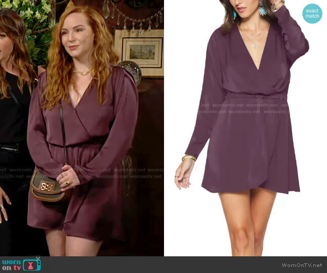 Ramy Brook Jayda Dress in Raisin worn by Mariah Copeland (Camryn Grimes) on The Young and the Restless