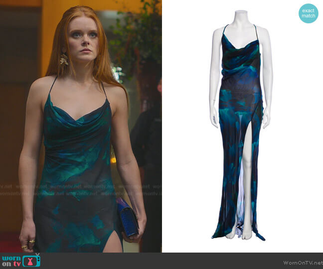 Rat and Boa Printed Long Dress worn by Bloom (Abigail Cowen) on Fate The Winx Saga