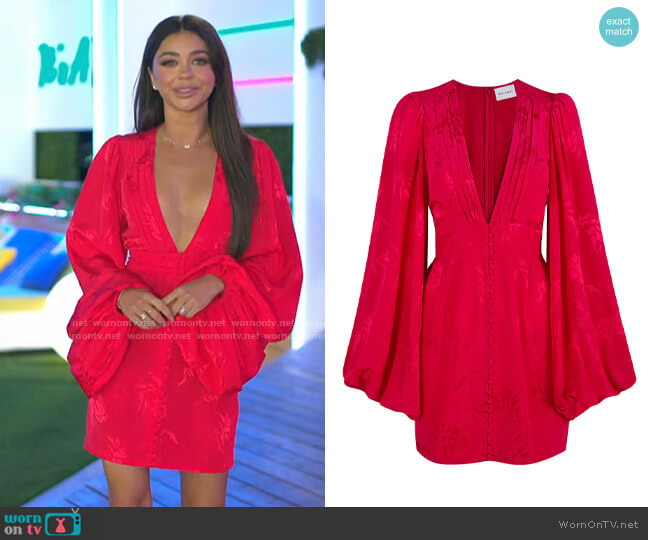Rat & Boa Isabella Dress in Red worn by Sarah Hyland on Love Island USA