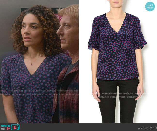 Aster Floral Blouse by Rebecca Taylor worn by (Vanessa Rubio) on Cobra Kai