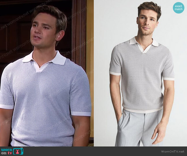 Reiss Chichi Open Collar Polo Shirt worn by Johnny DiMera (Carson Boatman) on Days of our Lives