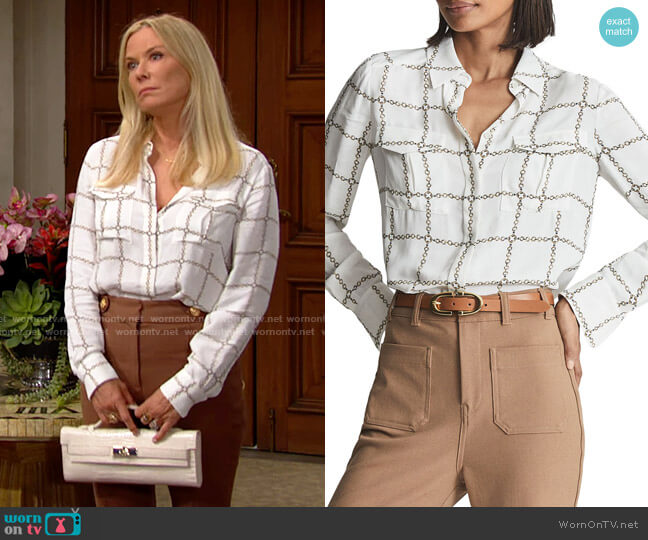 Reiss Edie Chain Detail Shirt worn by Brooke Logan (Katherine Kelly Lang) on The Bold and the Beautiful
