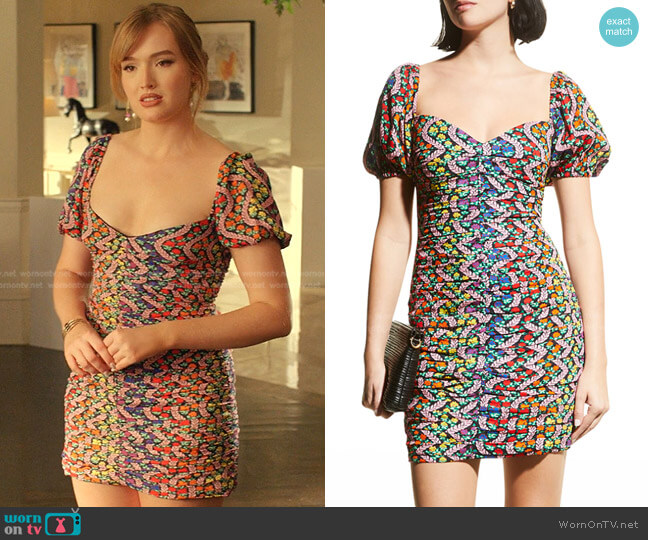 Rhode Esme Multicolor Floral Mini Dress worn by Kirby Anders (Maddison Brown) on Dynasty
