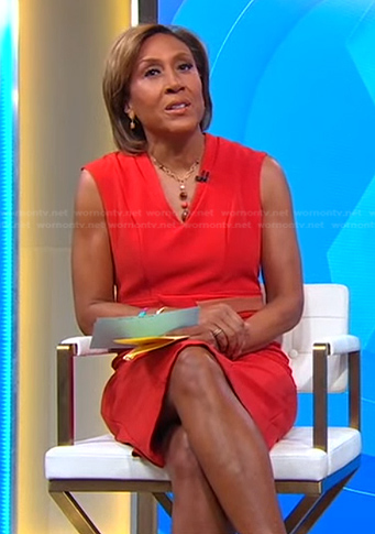 Robin's orange v-neck dress on Good Morning America