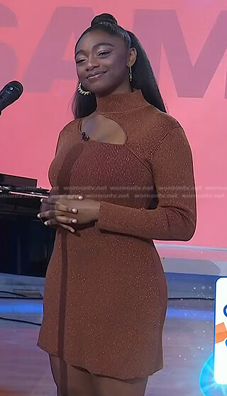 Samara Joy’s brown ribbed cutout dress on Today